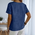 thumbnail image 4 of Womens Short Sleeve Tops Button Down Shirt Soft Solid Color Summer Daily Wear Navy S, 4 of 6