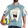 thumbnail image 4 of Tiny teeth Men's Casual Printed Hawaiian Poplin Button Down Short Sleeve Beach Shirt Unisex, 4 of 6
