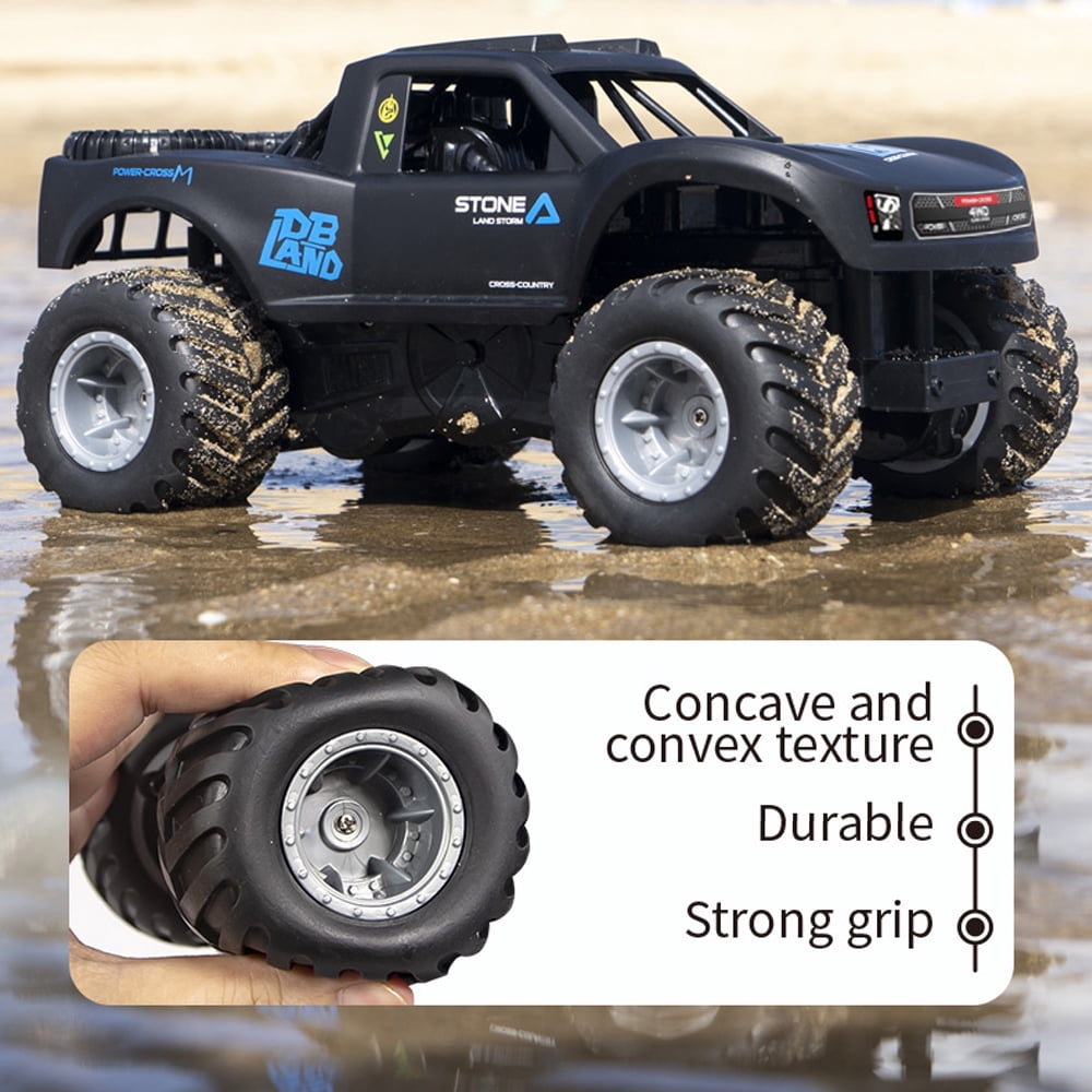 1:16 Amphibious Remote Control Car, RC Monster Truck for Kids, All Terrain 4WD RC Toy with 2 Batteries, 7.4V High Power, Durable Truck for Boys-Blue