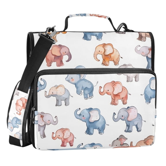 ALAZA Zipper Binder Cute Little Elephant 3 Ring Trapper Keeper File Folder Organizer Bag