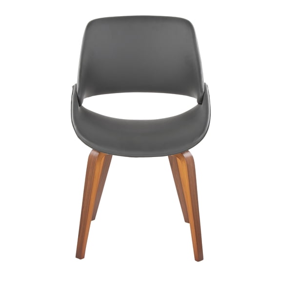 Carson Carrington Svellingen Dining Chair with Bent Wood Legs (Set of 2) Grey Faux Leather/Walnut Wood