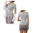 thumbnail image 2 of Anygrew Tops for Women with Built in Bra Short Sleeve Scoop Neck Camisoles Casual Classic Basic Shirts, 2 of 6