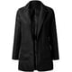 thumbnail image 4 of Chaqueta de traje de mujer, ropa de otoño de mujer, nueva chaqueta de invierno 2024, cuello vuelto básico, gabardina de oficina de corte entallado de longitud media, negra, talla XL, 4 of 5