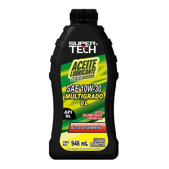 Aceite para Automóvil Super Tech Alto Kilometraje 10w30 de 946 ml