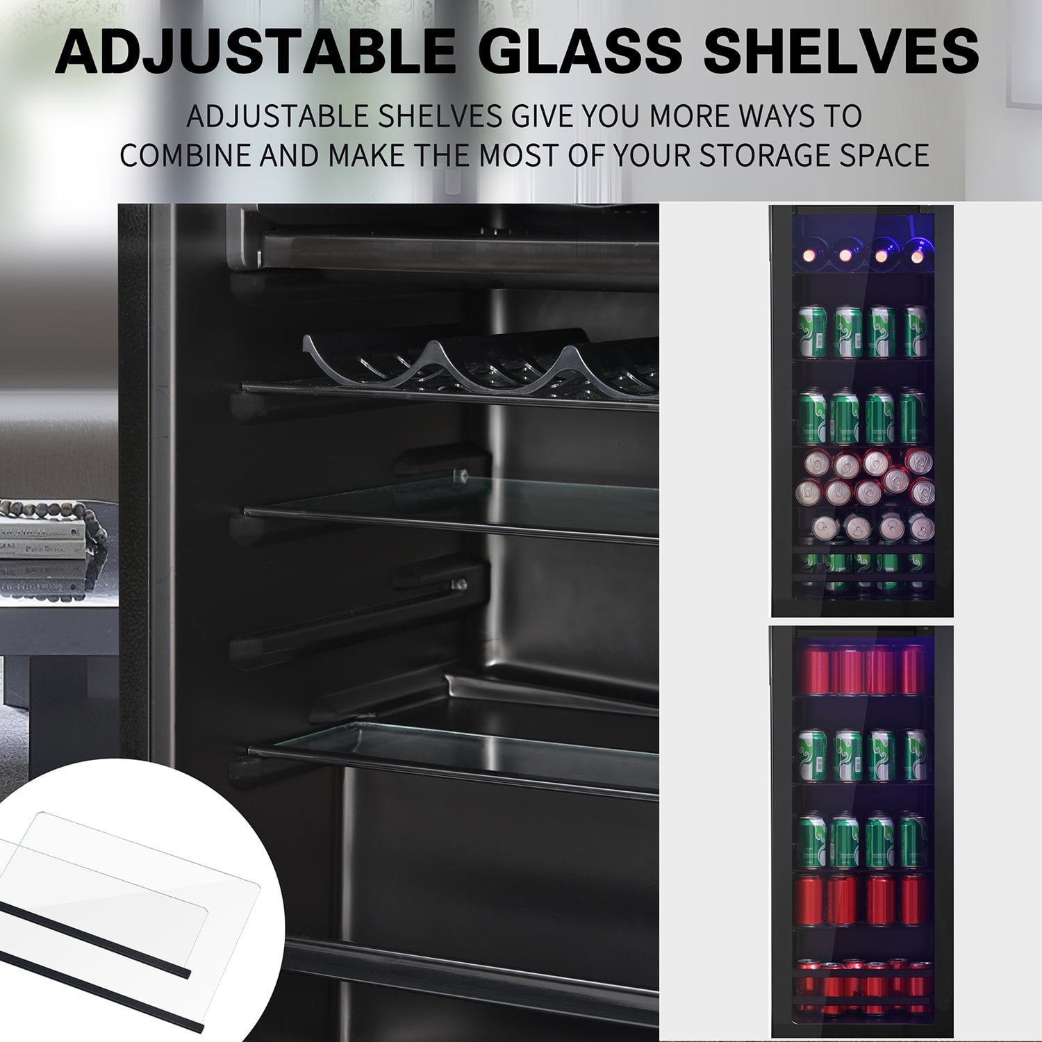 Spaco 4.5Cu.ft Mini Fridge, 0.3Cu.ft Freezer, Up to 94 Cans of Wine, Silent, High-Efficiency and Energy-Saving Compressor, Black Spaco 4.5Cu.ft Mini Fridge, 0.3Cu.ft Freezer, Up to 94 Cans of Wine, Silent, High-Efficiency and Energy-Saving Compressor, Black