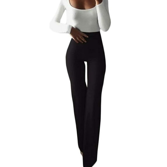 Fiomva Women Pants, Long Bell-Bottom Elastic Band Bottoms Slim Top High Waist Pants