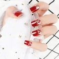 thumbnail image 1 of 24 Pcs Faux Ongles Pailletés Décorés Rouge Uni Courts Carrés Faux Ongles Complets (Rouge Pailleté), 1 of 6