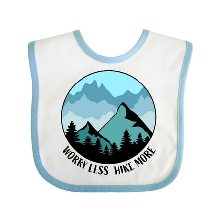 

Inktastic Worry Less Hike More with Mountains in Blue Gift Baby Boy or Baby Girl Bib