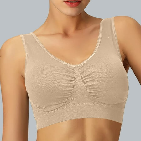 Fartey Womens Plus Size Sport Bra Pleated High Impact Athletic Bra Push Up Double Layered Brassiere Running Yoga T-Shirt Bras