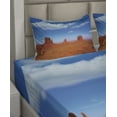 thumbnail image 4 of Ambesonne American Fitted & Top Sheet Set with Shams, Historical Wild West, Burnt Orange Blue, 4 of 5