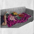 thumbnail image 6 of Pink Zebra Soft Flannel Fleece Blanket, Exotic Love Pink Flamingos on Hibiscus Bouquet Striped Background Boho Graphic, Cozy Plush for Indoor and Outdoor Use, 70" x 90", Multicolor, by Ambesonne, 6 of 6