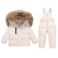 thumbnail image 3 of Toddler Kids Winter 2-Piece Snowsuit Set - Solid Color Thick Down Jacket with Large Collar, Waterproof & Windproof Outdoor Snow Gear, Casual Daily Wear, Warm Ski Outfit | CSEONE, 3 of 8