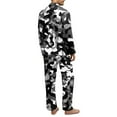thumbnail image 2 of SCRAWLGOD Camouflage Black Gray White Soft Pajamas Set Mens Pajamas Breathable Long Sleeve Loungewear Two-Piece Notch Collar Sleepwear Button-Down Pj Set with Pockets, XS, 2 of 6