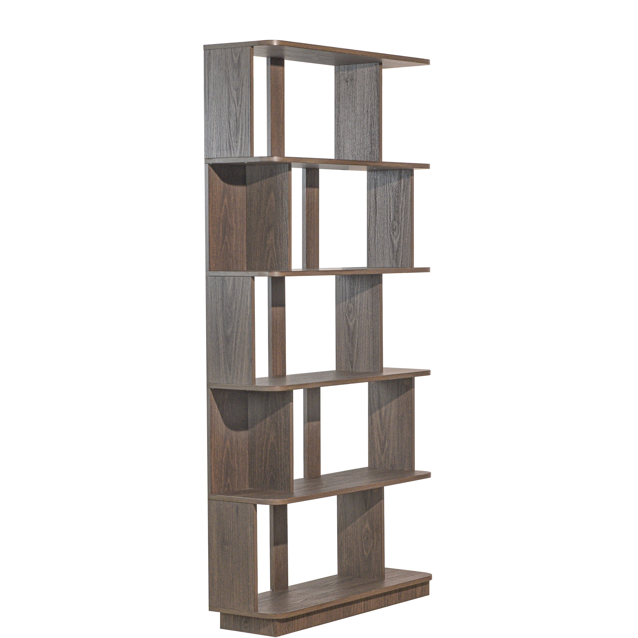 GDF Studio Derwin Modern 5-Tier Open Storage Bookcase, Wooden Media Bookshelf Organizer for Home Office, Dark Brown