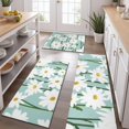 thumbnail image 2 of Teal Daisy Flower White Blooms Pattern Kitchen Rugs Sets Of 3,Kitchen Runner Rugs Non Skid Washable,Decorative Kitchen Floor Mats for Kitchen,Sink,Laundry,17"x30"+ 17"x47" + 17"x59", 2 of 6