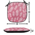 thumbnail image 4 of Bohemian Chair Seating Cushion Set of 2, Continuous Pattern with Abstract Design Feathers Abstract, Seat Pads for Office with Anti-slip Backing, 16"x16", Pastel Pink and White, by Ambesonne, 4 of 7