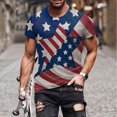thumbnail image 2 of Linfrsh Patriotic Hawaiian Shirts for Men Men'S American Flag Short Sleeve T-Shirt Blue,M, 2 of 5