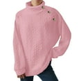 thumbnail image 1 of ManxiVoo Chandail à Col Roulé pour Femmes à Boutons devant, Moderne et Décontracté, Doux, Manches Longues, Taille TG, Rose, 1 of 6