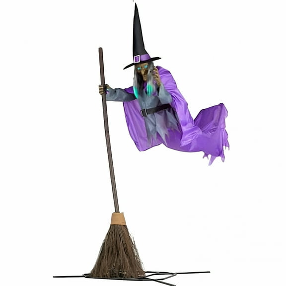 BESTSKY Halloween Decorations Halloween Animated Hanging Witch Decoration with Glowing Eyes and Sound Effects Spooky Indoor/Outdoor Decor Halloween Decorations Outdoor Halloween Party