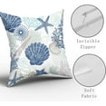 thumbnail image 4 of Nautical Coastal Throw Pillow Covers 20x20 Inch Pack of 2 Summer Blue Ocean Themed Pillow Covers Seashell Starfish Beach Decorative Pillowcase Square Cotton Cushion Cover for Bedroom Sofa Home Decor, 4 of 6