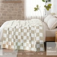 thumbnail image 5 of Exclusivo Mezcla Checkered Knit Blanket for Bed Twin Size, Ultra Soft Cozy Fluffy Blanket, Lightweight Fuzzy Throw for Couch and Bed, Khaki, 60"x80", 5 of 9