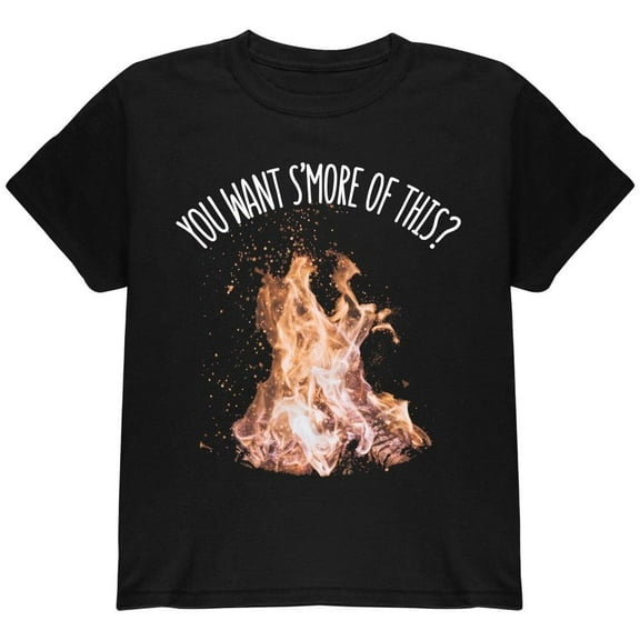 Autumn You Want S'more of This Bonfire Pun Youth T Shirt Black YMD