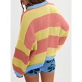 thumbnail image 4 of Suéteres Vintage para Mujer, Cuello Redondo, Larga, Estilo Preppy, de Punto, de Gran Tamaño Amarillo S, 4 of 7