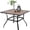 Black-wood Top, variant on 37" Metal Steel Slat Patio Dining Table Square Backyard Bistro Table Outdoor Furniture Garden Table, 1.57” Umbrella Hole, Black