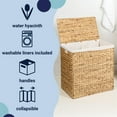 thumbnail image 3 of happimess BSK2009A Sawyer 24" Classic Farmhouse Handwoven Hyacinth 2-Section Collapsible Laundry Hamper with Washable Liner, Handles, and Lid, Natural, 3 of 8