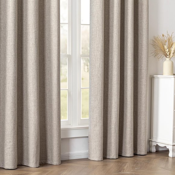 Juego de cortinas opacas IGEMAEVE, 213 cm de longitud, 2 paneles, lino