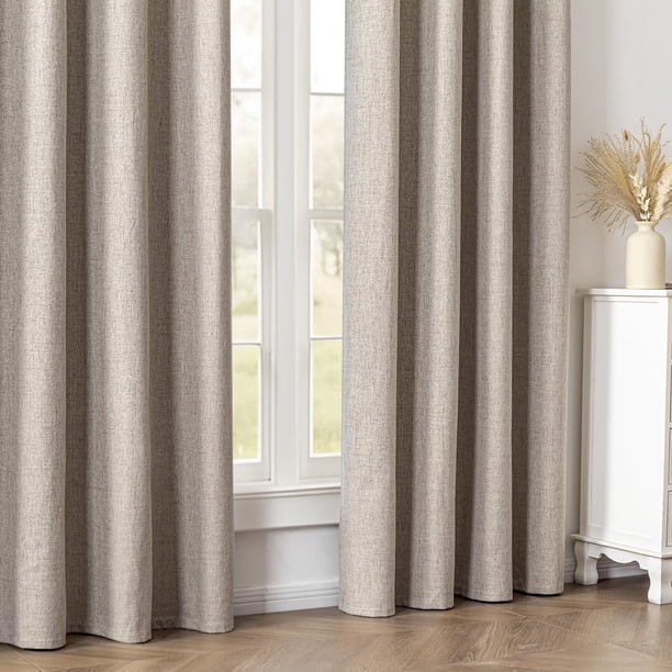 Juego de cortinas opacas IGEMAEVE, 213 cm de longitud, 2 paneles, lino