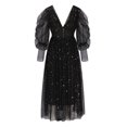 thumbnail image 5 of IROINNID Reduced Wedding Guest Dresses for Women Homecoming Party Sexy Summer Mesh Slim Fitting Long Sleeveless One Line Dress Sleeveless One Line Shoulder Dress Trendy Formal Dress,Black, 5 of 7
