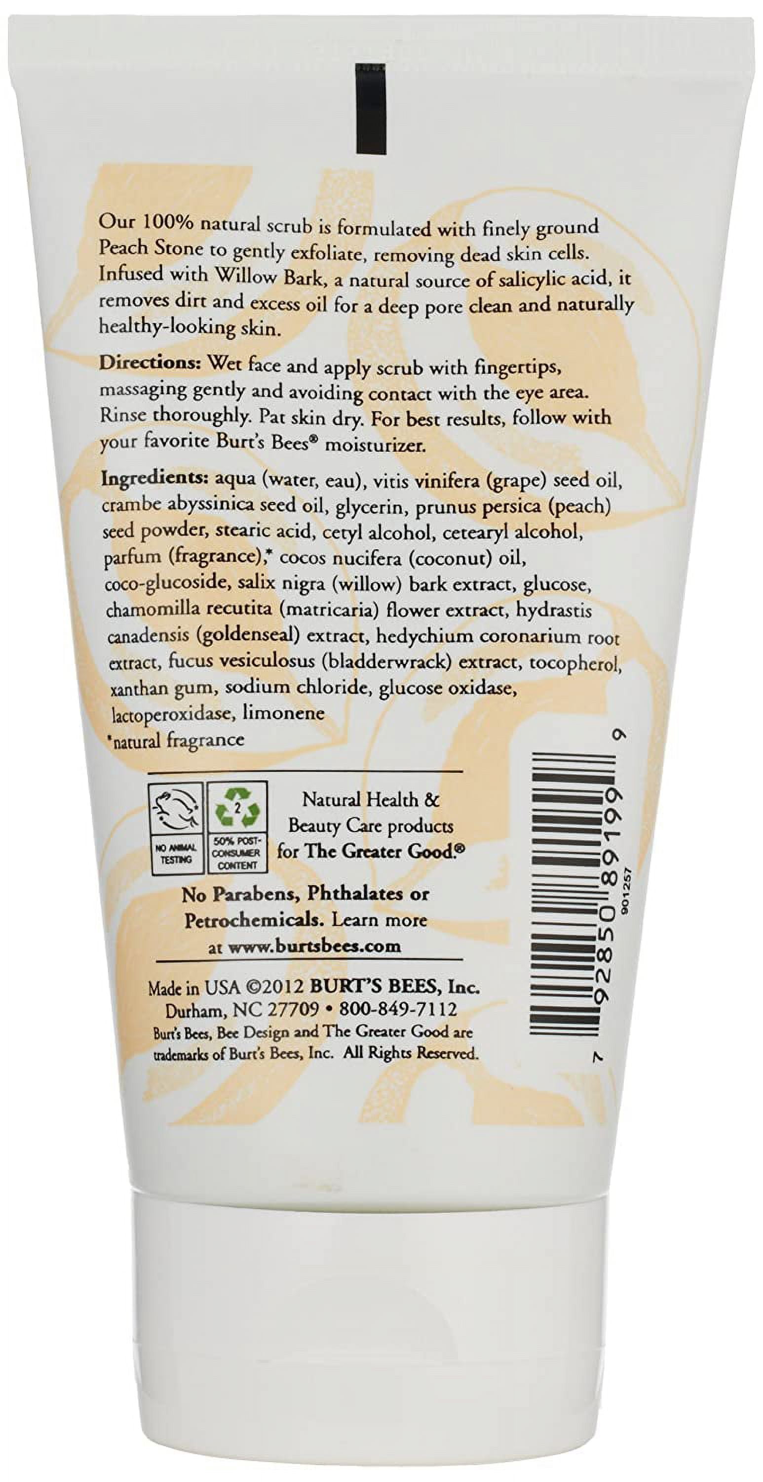 Burt's Bees Peach & Willowbark Deep Pore Scrub 4 oz (Pack of 4)