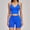 Blue, variant on PISONIC 2 Piece Workout Sets for Women Cross Back V Neck Tank Top Matching High Waist Biker Shorts Gym Sets