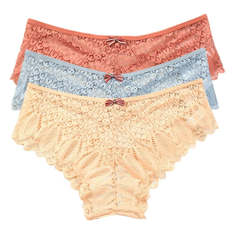 Panty Sets Pack of 3, Womens 3Pcs Floral Lace Briefs Panties Plus Size  Underwear Breathable Comfortable Bottoms (4X-Large, Multicolor 03)