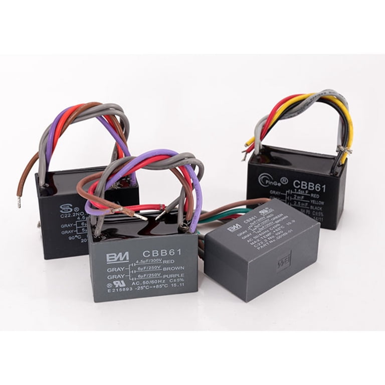 HQRP CBB61 Kondensator 5 µF + 5 µF, 4-Draht, 250 V – Ersatz Für Harbor Breeze Deckenventilator