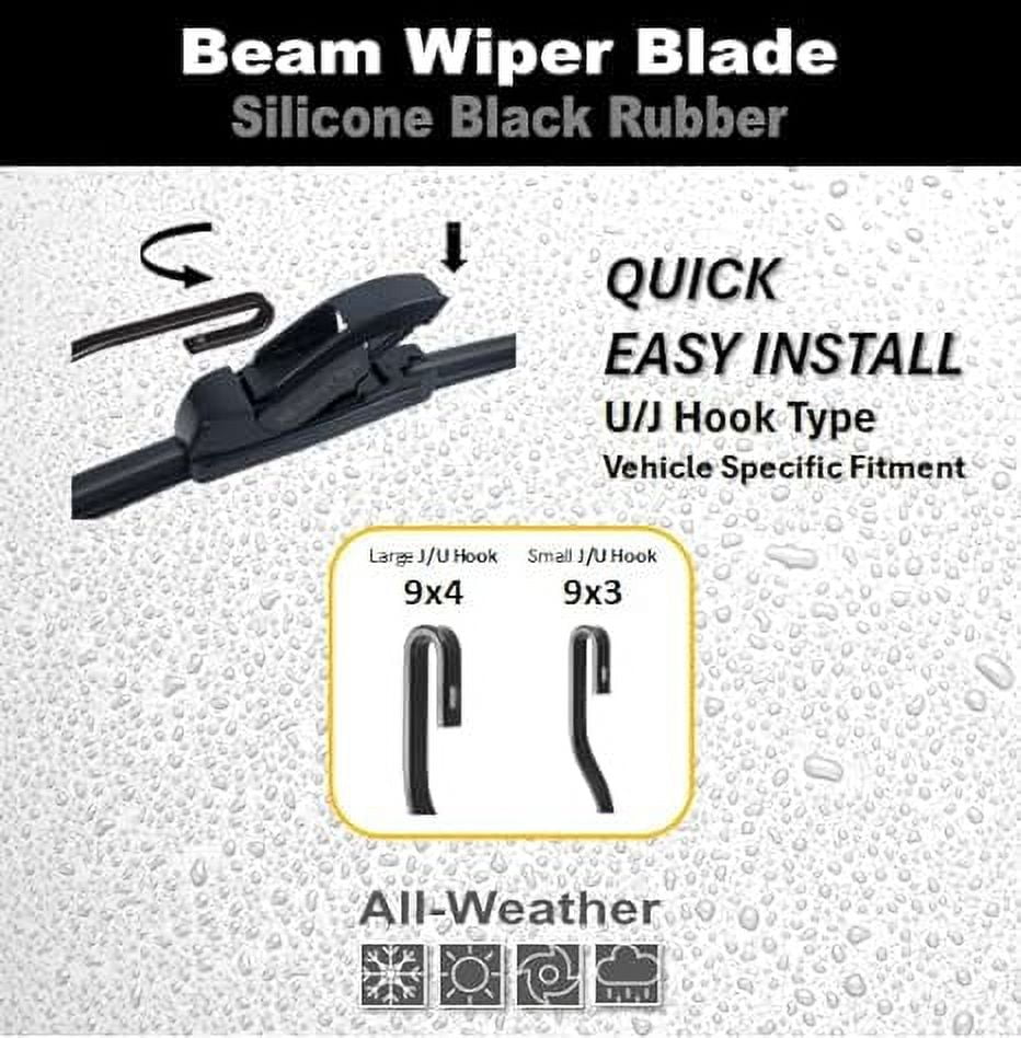 MOTOROPT Silica View – (26"+22") Silicone Windshield Wiper Blades, Black Silicone Rubber, 5x Last Longer, Front Windshield Wipers - Beam Blades, U/J Hook Type Vehicle Specific Fitment