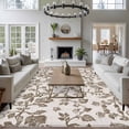 thumbnail image 5 of Pastoral Flowers Washable Area Rug 5 x 8 ft Brown Flower Farm Vintage Linen Texture , Soft Non Slip Rugs Stain Repellent Indoor Felt Carpet for Living Dining Room Bedroom Home Office, 5 of 9