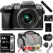 Panasonic LUMIX G7 4K UHD Silver DSLM Camera with 14-42mm Lens with 64GB Bag Bundle