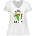 thumbnail image 3 of Inktastic Cinco De Mayo Let's Fiesta Cute Cactus with Sombrero Women's Plus Size V-Neck T-Shirt, 3 of 5