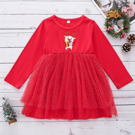 

EQWLJWE Autumn Children s Girl s Clothing Toddler Baby Long Sleeve Christmas Gauze Princess Clothes Christmas Clothing for Girls Holiday Clearance