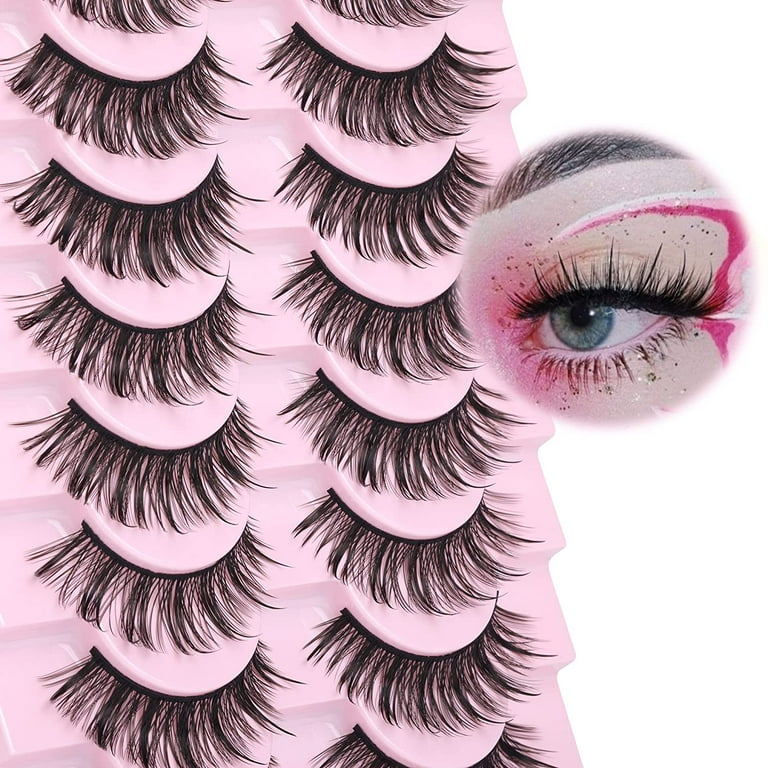 False Eyelashes Manga Lashes Japanese Style Anime Lashes Thick Cosplay Eye  Lashes Natural Look 16mm Spiky 8D Wispy Full Strip 10 Pairs Doll Lashes by  