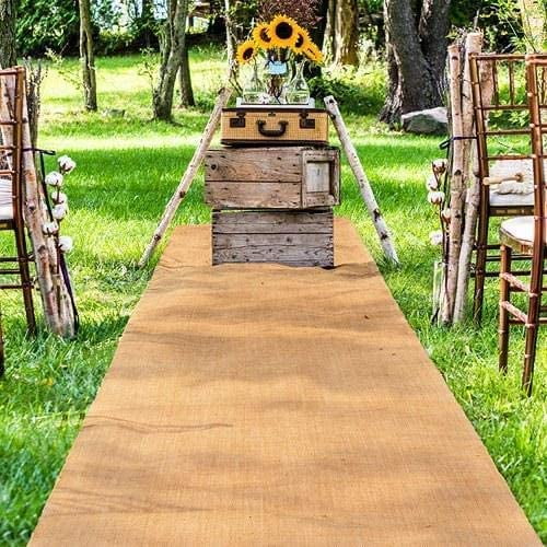 Decorative Silk Inc Burlap Aisle Runner Beach Garden Wedding, 36-Inch x 100ft (Natural)