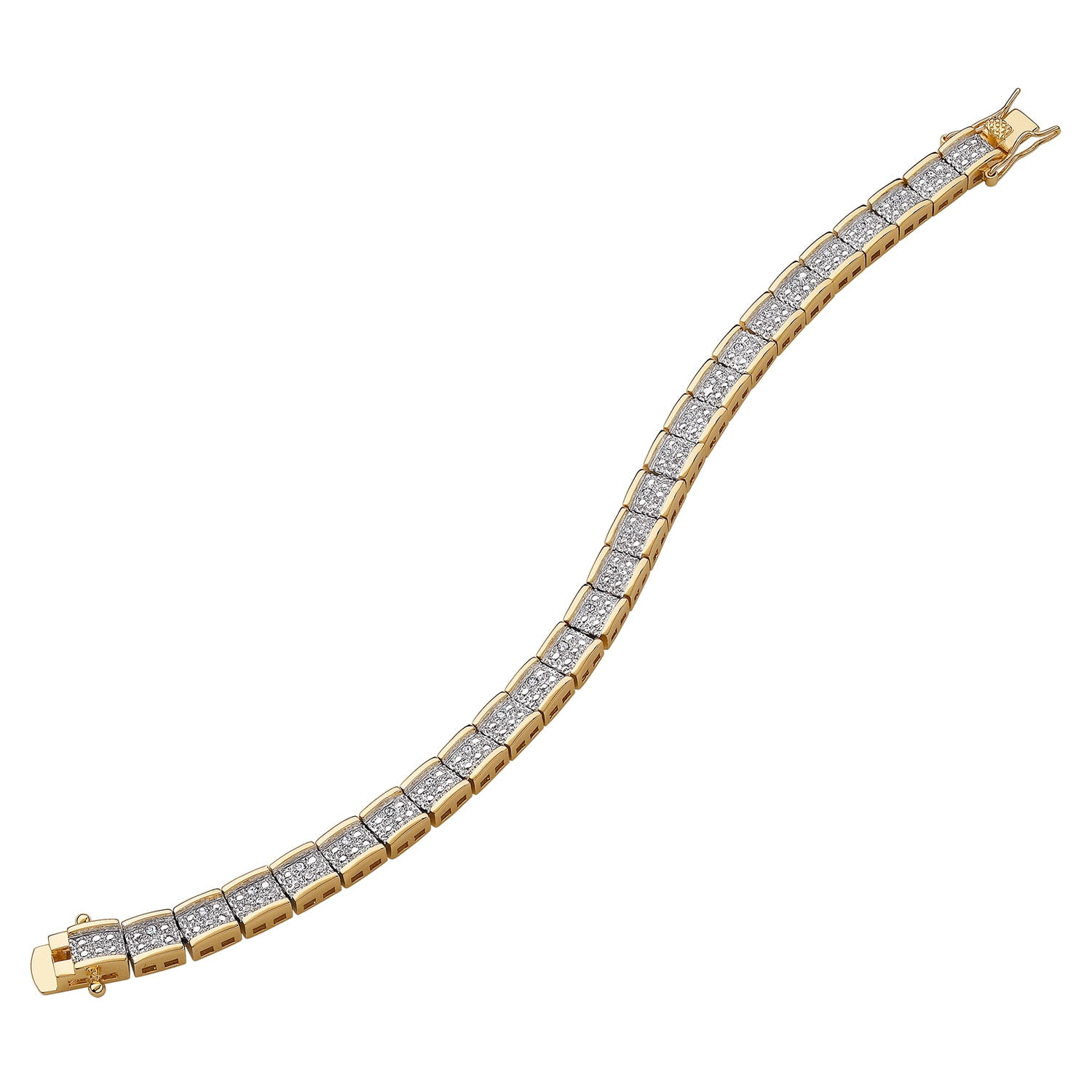 Personalized Planet Two-Tone Genuine Diamond Tennis 7 in Bracelet 1/4 ct. t.w. in 14K Gold Plated