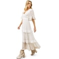 thumbnail image 3 of A. Calin Women's Ruffle Linen Formal A-line Maxi Dress (White, S), 3 of 4