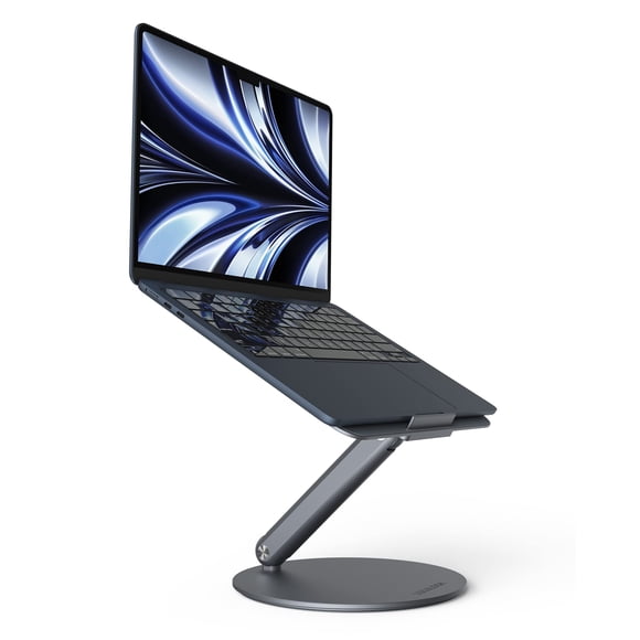 LULULOOK Laptop Stand, Foldable Laptop Stand with 360 Rotating Base, 360° Swivel Adjustable Aluminum Ergonomic Computer Stand for Desk Comp
