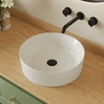 thumbnail image 3 of Modern 16 in. Round White Ceramic Bathroom Vessel Sink with Wavy Texture Design, Above Counter Single Bowl Art Basin, 3 of 11