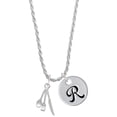 thumbnail image 1 of Delight Jewelry Silvertone Fork Knife and Spoon Silvertone Script Initial Disc - R - Charm Necklace, 20"+3", 1 of 4