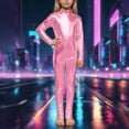 thumbnail image 2 of JIAYUE Boys Girls Jumpsuits Metallic High Neck Long Sleeve Performance With Glitter Gold And Back Zipper For Dance Stage Wear Trendy Children Rompers, 2 of 5