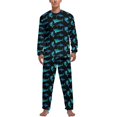 thumbnail image 3 of Pijama de tiburón con acuarela y estampado de arte pop para hombre, conjunto de pijama de manga larga, 2 piezas, estampado de primavera, regalo de cumpleaños, 3 of 5